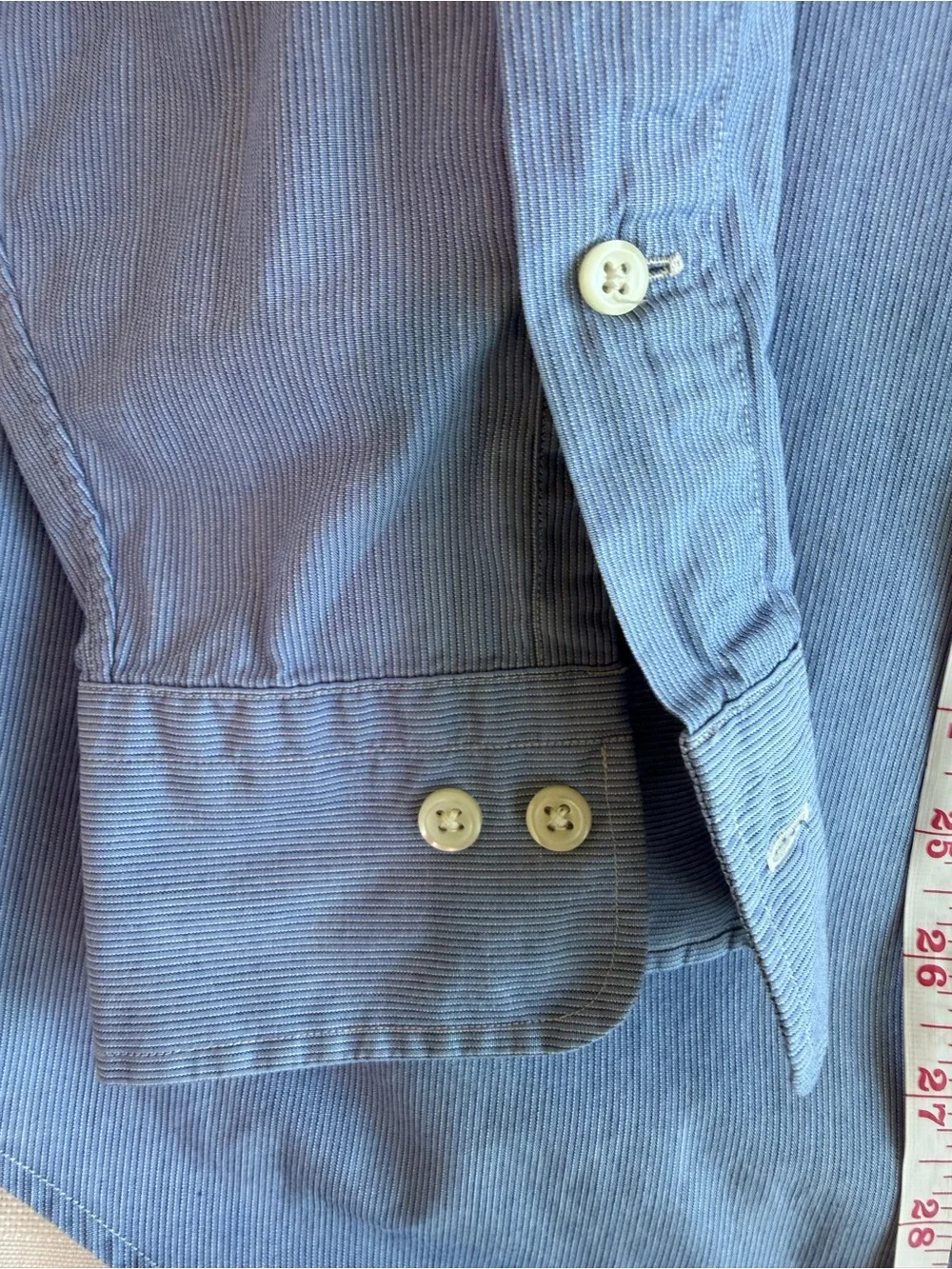 Vintage Polo by Ralph Lauren Men's Andrew 100% Cotton Shirt - Light Blue Stripe